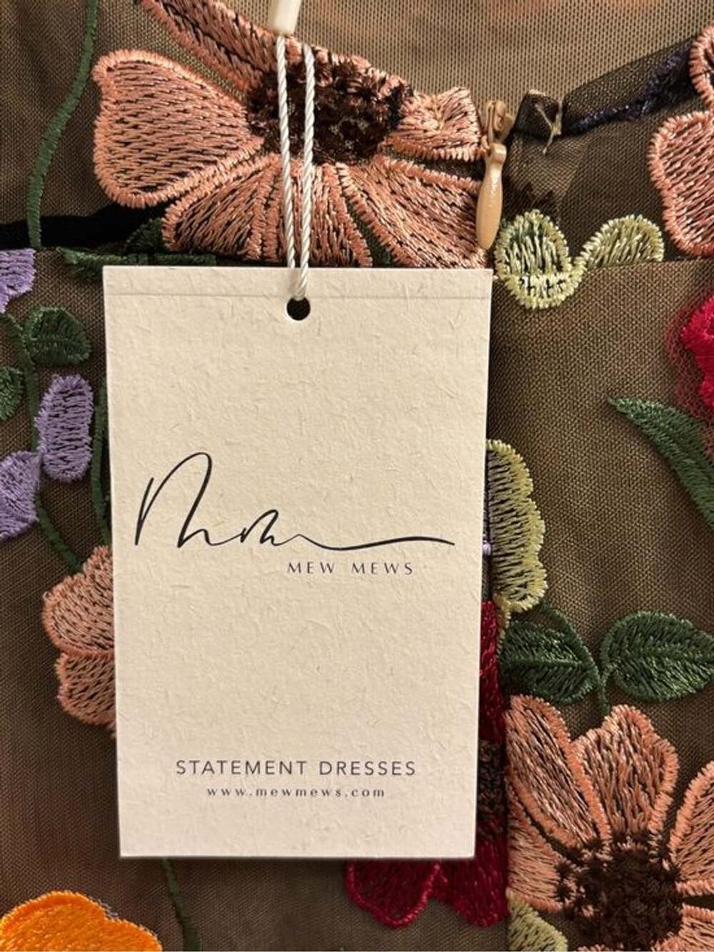 Mew Mews NWT Floral Embroidered Sheer Mesh Open Back Mini Dress - Picture 4 of 8